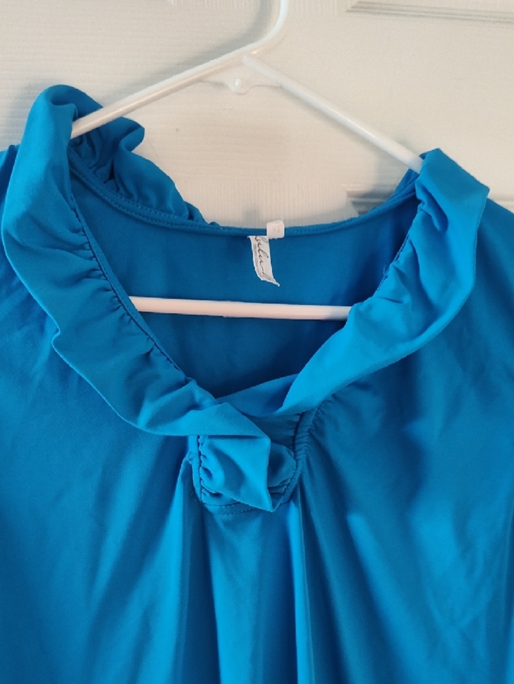 Sleeveless Ruffle Tie Neck Top - Blue - Picture 5 of 5